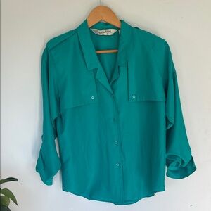 Vintage Diane Von Furstenberg Teal Button-Down Shirt